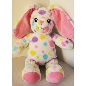 Build A Bear Spotty Dotty Bunny Rabbit 16" White Polka Dot  Plush BAB Easter EUC